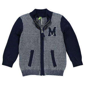 Πλεκτή ζακέτα με μπουκλέ μοτίβο γράμμα  