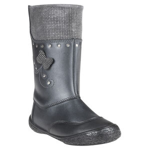 Bottes noires en cuir avec patchs et rivets fantaisie 