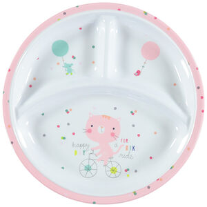 Πιάτο με χώρισμα ροζ Happy Days 