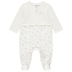 Dors-bien en velours zippé à plumes imprimées 