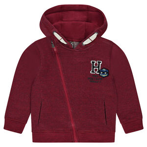 Ζακέτα με κουκούλα από φανέλα μελανζέ με μπάλωμα 