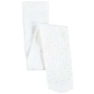 Collant fin à pois et noeuds dorés 