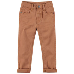 Βαμβακερό παντελόνι νηματοβαφή με φαντεζί τσέπη πίσω 