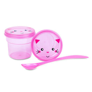 Μπολ φαγητού με κουταλάκι γατάκι ροζ 
