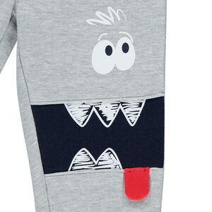 Παντελόνι φόρμας  γκρί chiné με τύπωμα monster 