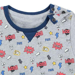 Φανελένια φόρμα με μοτίβο σε στιλ κόμικς 