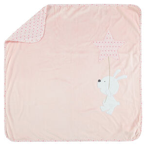 Κουβερτάκι βελουτέ και ζέρσεϊ με κεντητό κουνελάκι και αστεράκι 