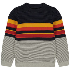 Pull en tricot ottoman à bandes contrastées 
