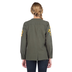 Μιλιτέρ χακί σακάκι εγκυμοσύνης με κεντημένα λουλούδια 