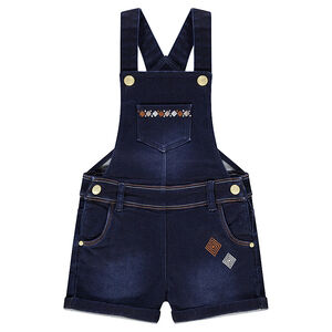 Κοντή σαλοπέτα τζιν με κεντημένες μπορντούρες σε έθνικ στιλ 