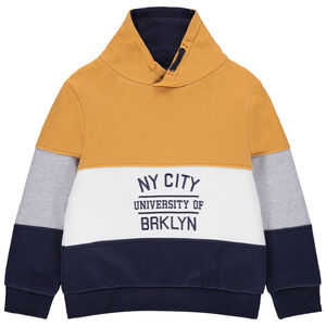 Sweat en molleton tricolore à inscriptions brodées 