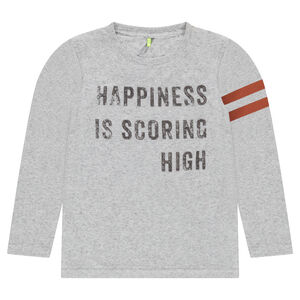 Παιδικά - Μακρυμάνικη μπλούζα με λωρίδες για αντίθεση και τυπωμένο κείμενο 