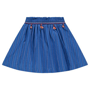 Ριγέ φούστα με σούρες, φουντίτσες και κεντήματα 