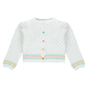 Ζακέτα σε πλέξη αζούρ με ζακάρ σχέδια 