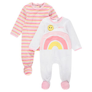 Σετ με 2 βελουτέ φορμάκια ύπνου με ρίγες και ουράνιο τόξο 