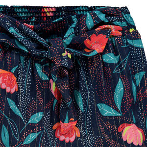 Pantacourt  φαρδιά με λουλούδια και χρυσές ρίγες 