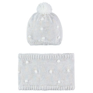 Σετ με πλεκτό σκούφο και κασκόλ τύπου snood με επένδυση φλις 