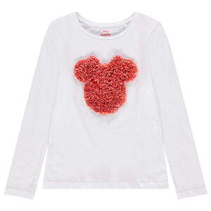 T-shirt manches longues en coton motif Minnie en relief Disney 