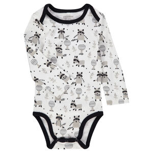 Μακρυμάνικο φορμάκι από βαμβακερό ιντερλόκ με τυπωμένα ρακούν 