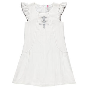 Φόρεμα από φαντεζί βαμβακερό ύφασμα με κέντημα 