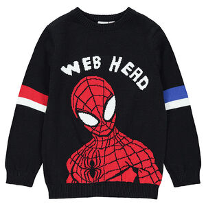 Πλεκτό πουλόβερ με ζακάρ μοτίβο Spiderman της ©Marvel 