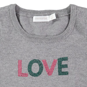 Κοντομάνικο φόρεμα πλεκτό με μήνυμα με πούλιες 