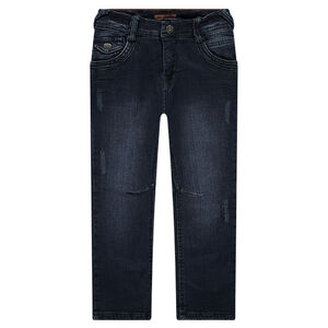 Τζιν σε ίσα γραμμή με used όψη, τσακίσεις και ζέρσεϊ επένδυση 