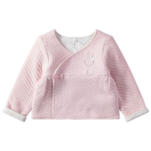 Ροζ ζακέτα με διάσπαρτα μικρά σχέδια και κουνελάκι σε εμπριμέ τουτού 