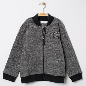 Gilet en polaire chinée à zip et message printé au dos 