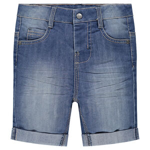 Bermuda en jeans effet used et crinkle 