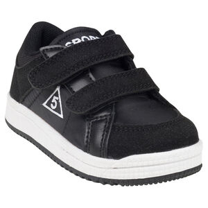 Baskets basses bi-matière à double scratch avec logo brodé 