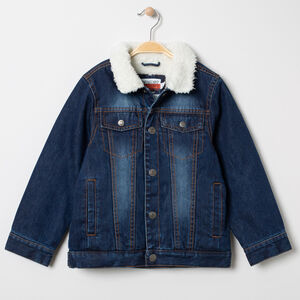 Veste en jean used doublée sherpa moutonnée 