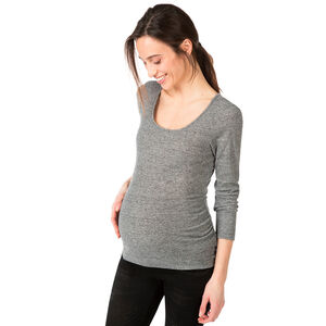 Μακρυμάνικη μελανζέ ριμπ μπλούζα εγκυμοσύνης 