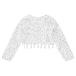 Ζακέτα σε αζούρ πλέξη με φουντίτσες 