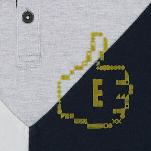 Τρίχρωμο μακρυμάνικο πόλο με τυπωμένο χεράκι 