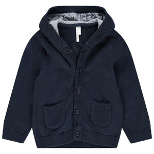 Gilet en tricot bleu marine à poches plaquées 