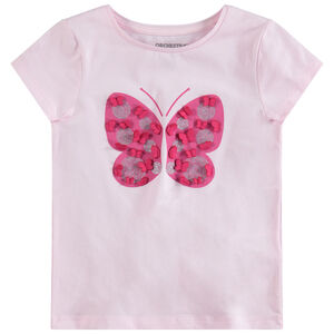 Κοντομάνικη μπλούζα με διακοσμητική στάμπα και ανάγλυφες λεπτομέρειες 