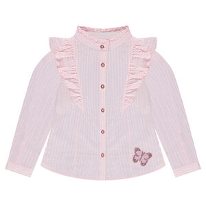 Μακρυμάνικο πουκάμισο ριγέ με βολάν και πεταλούδα από πούλιες 