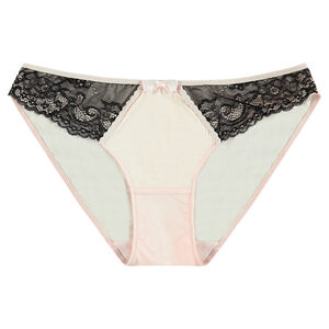 Culotte avec empiècements côtés effet dentelle  