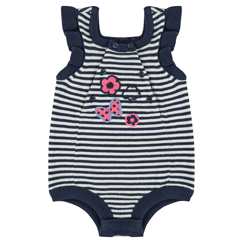 Πλεκτή ολόσωμη φουφούλα με απλικέ σήματα και κεντήματα 