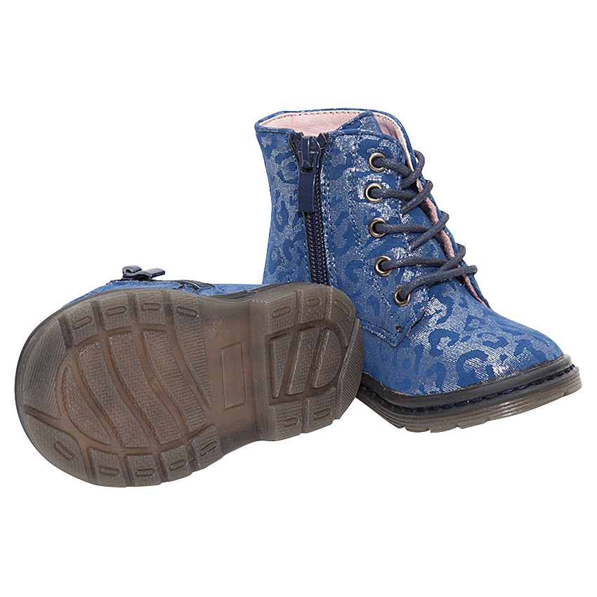 Μπλε μποτάκια με κορδόνια και φαντεζί εφέ  