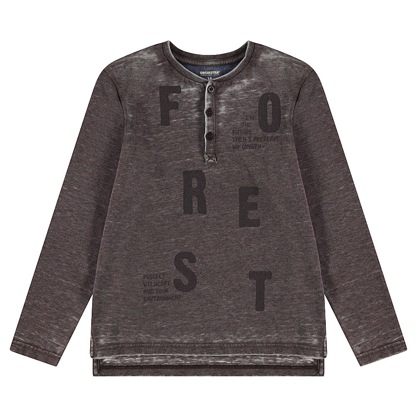 Παιδικά - Μακρυμάνικο πόλο μελανζέ με τυπωμένα γράμματα 