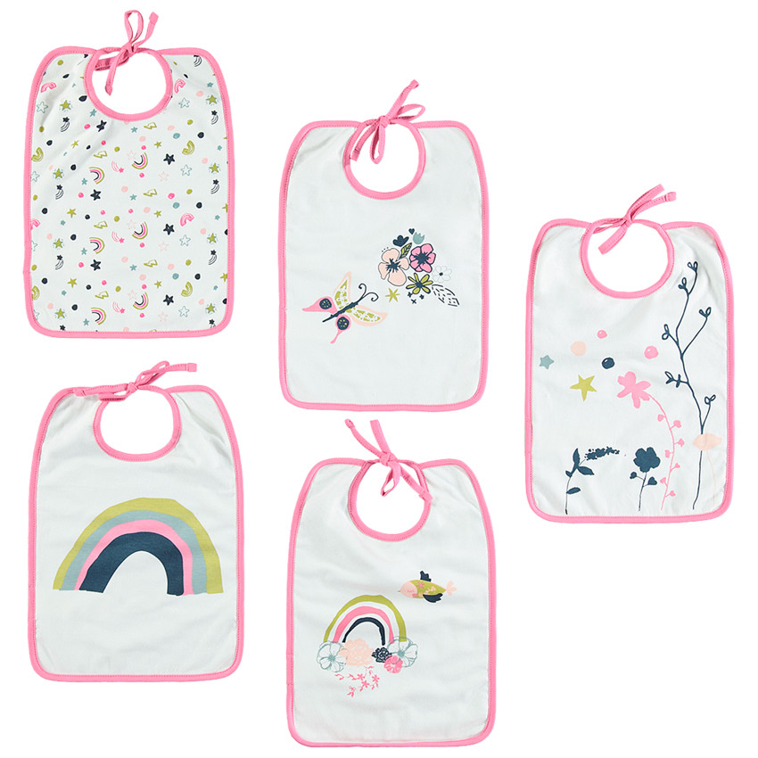 Σετ 5 σαλιάρες από ζέρσεϊ με φαντεζί στάμπα 