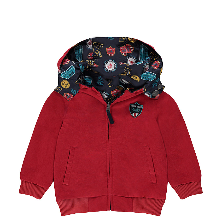 Αντιανεμικό μπουφάν διπλής όψης με αφαιρούμενη κουκούλα 