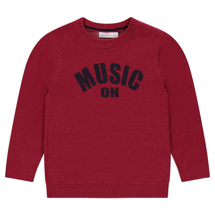 Πλεκτό πουλόβερ με τυπωμένο μήνυμα 