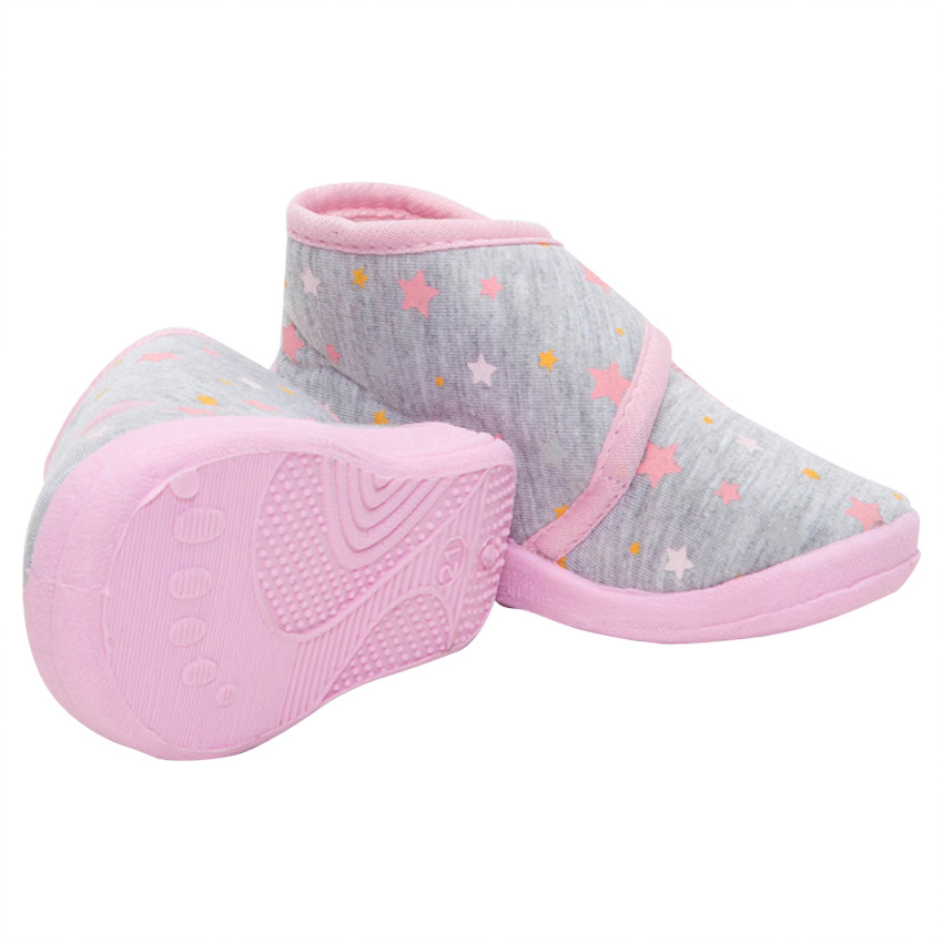 Ψηλά παντοφλάκια με αστεράκια και αυτοκόλλητο βέλκρο 