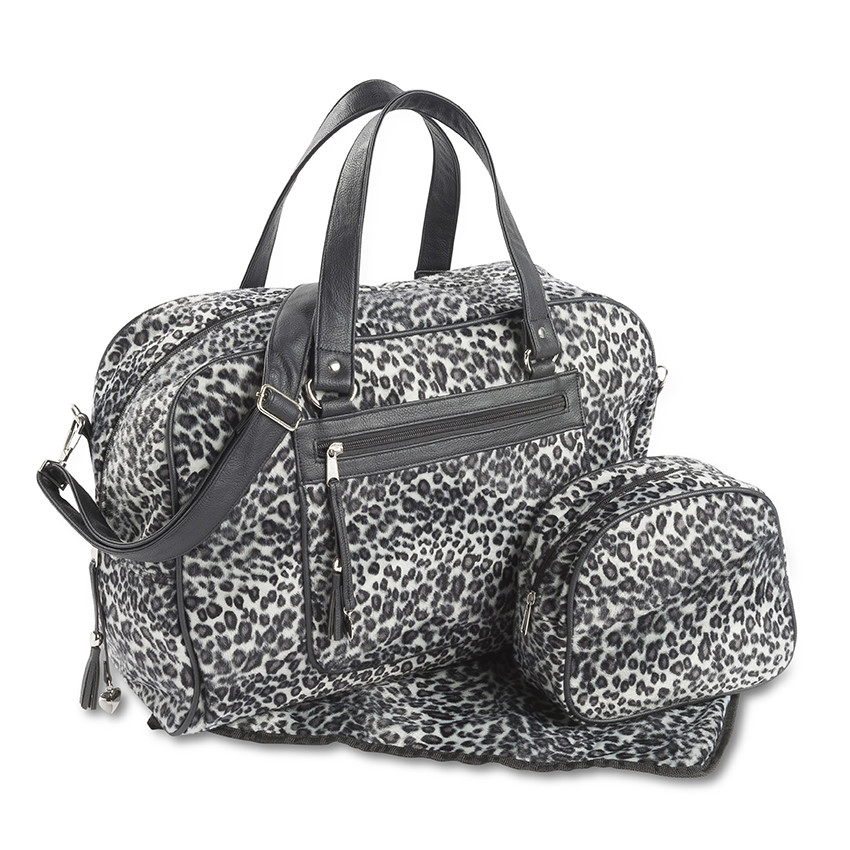 Sac à langer imprimé panthère avec matelas à langer  