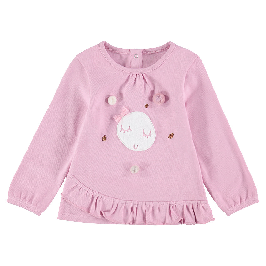 Μακρυμάνικη μπλούζα ζέρσεϊ με φεγγάρι από sherpa και φουντίτσες 