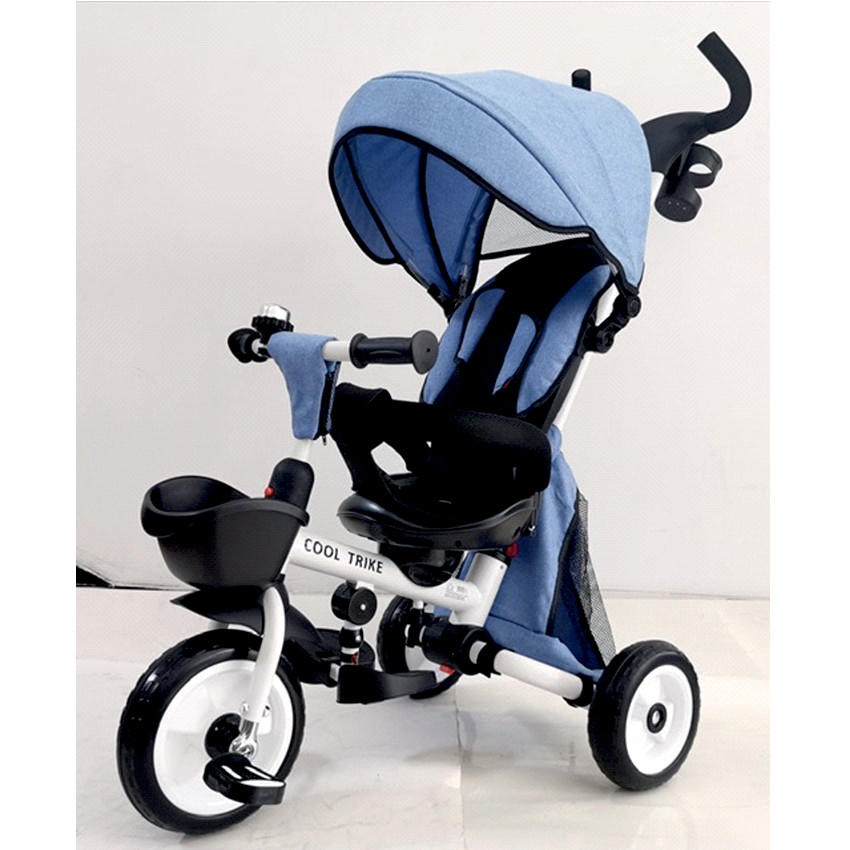  Ποδηλατάκι τρίκυκλο με περιστροφόμενο κάθισμα και δίπλωμα του σκελετού μπλε.  