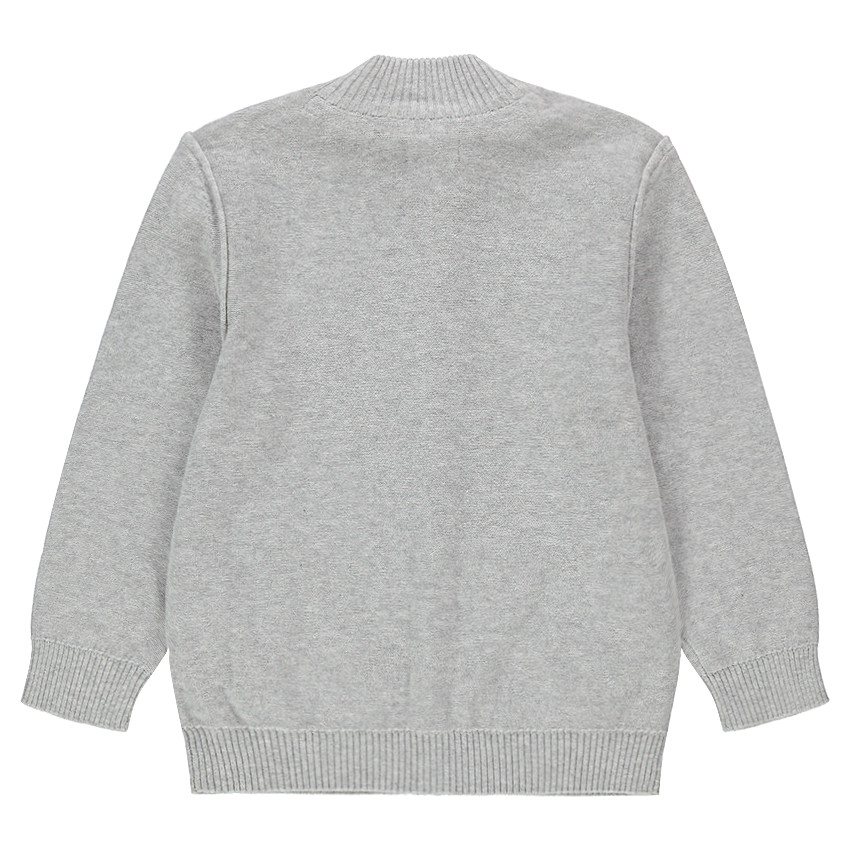 Πλεκτή ζακέτα με φερμουάρ και τσέπες 